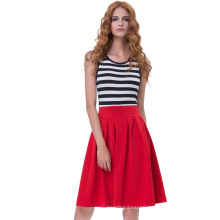 Belle Poque Red Style Stripe Pattern Sleeveless Crew Neck A-Line Women Retro Vintage Summer Dress BP000312-3